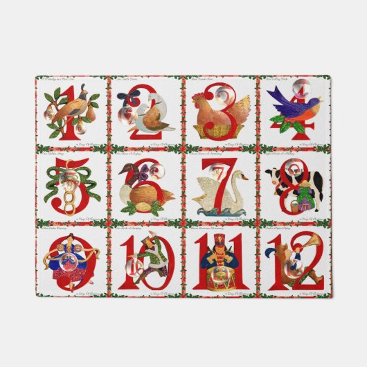 12 dagen kerstquiltprint deurmat (Voorkant)
