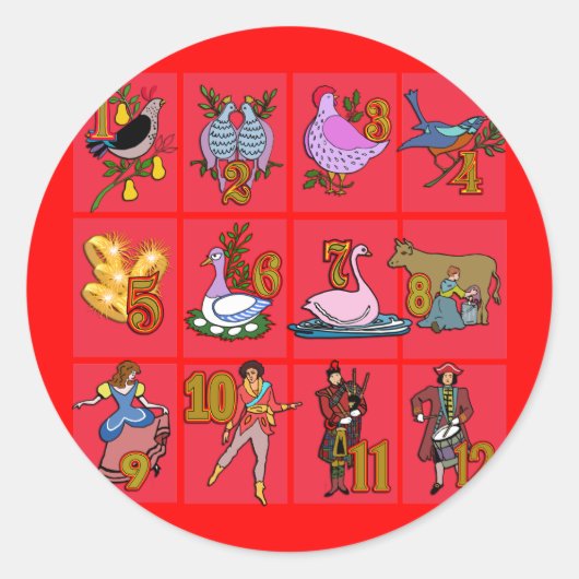 12 dagen kerstT-shirts, kleding, geschenken Ronde Sticker (Voorkant)