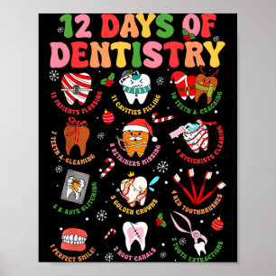 12 dagen tandheelkunde Tandarts Kerstmis Tand Kers Poster