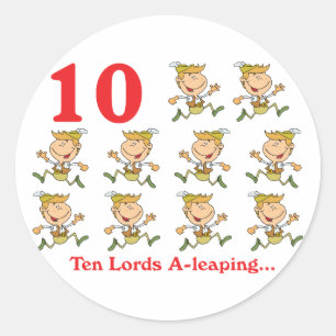 12 dagen tien heren die springen ronde sticker