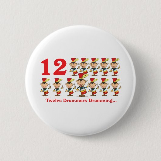 12 dagen twaalf drummers ronde button 5,7 cm (Voorkant)