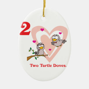 12 dagen twee tortelduiven keramisch ornament