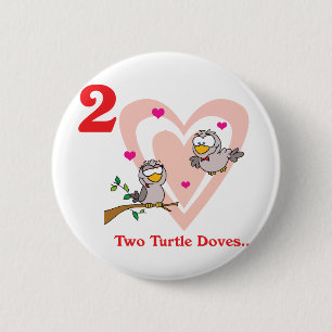12 dagen twee tortelduiven ronde button 5,7 cm