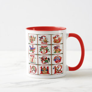 12 dagen van de Mok van de Kerstquiltdruk