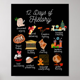 12 dagen van geschiedenisleraar kerst sociale stud poster