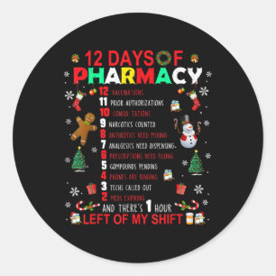 12 dagen van grappige apotheek Kerstmis apotheker Ronde Sticker