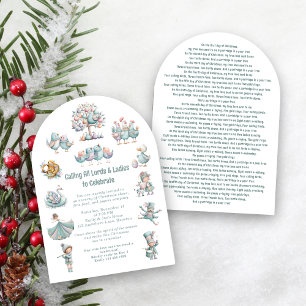 12 Dagen van het Kerstlied Wit Kaart
