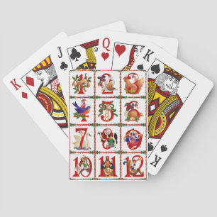 12 dagen van Kerst Quilt Print Cadeaus Pokerkaarten