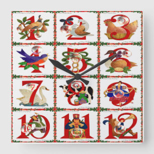 12 dagen van Kerst Quilt Print Cadeaus Vierkante Klok