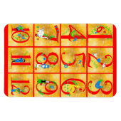12 Dagen van Kerstlied Folk Art Numbers Magneet (Horizontaal)