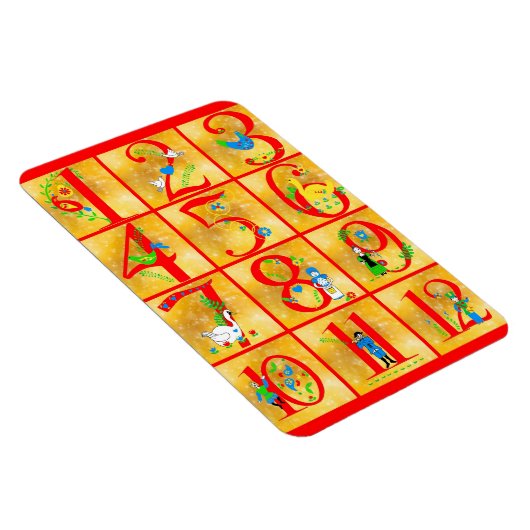 12 Dagen van Kerstlied Folk Art Numbers Magneet (Rechterzijde)