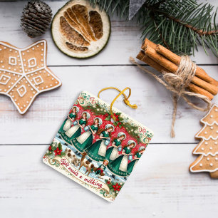 12 dagen van Kerstmis Acht dienstmeisjes een melke Keramisch Ornament