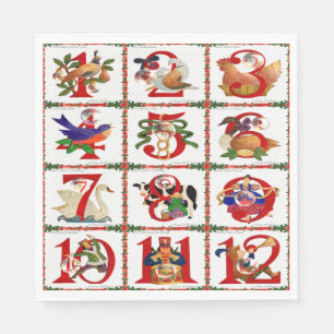 12 dagen van Kerstmis Quilt Print Papieren servett Servet