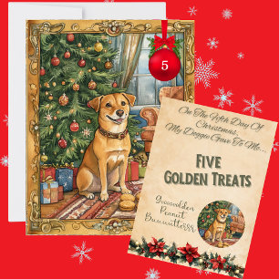 12 dagen van Kerstmis voor honden Dag 5 Feestdagenkaart