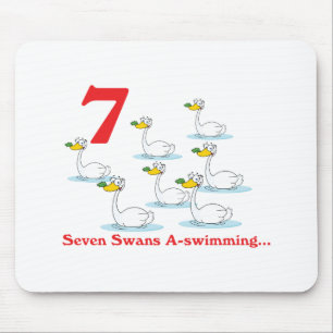 12 dagen zeven zwanen zwemmend muismat