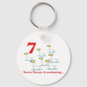 12 dagen zeven zwanen zwemmend sleutelhanger