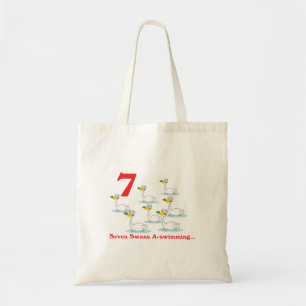 12 dagen zeven zwanen zwemmend tote bag