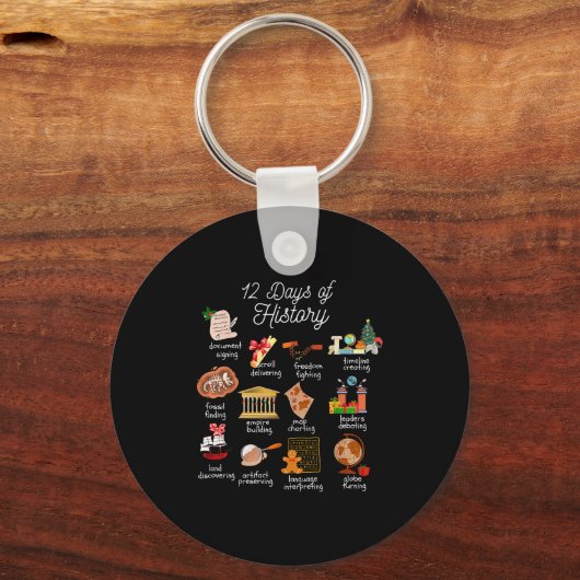 12 Day Of History Teacher Christmas Social Studies Sleutelhanger (Voorkant)