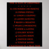 12 Days Lyrics Boys T Shirt Poster (Voorkant)