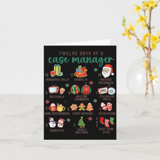 12 Days Nurse Case Management Christmas Case Manag Kaart (Gele Bloem)