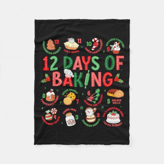 12 Days Of Baking Baker Christmas Cook Chef Baking Fleece Deken (Voorkant)