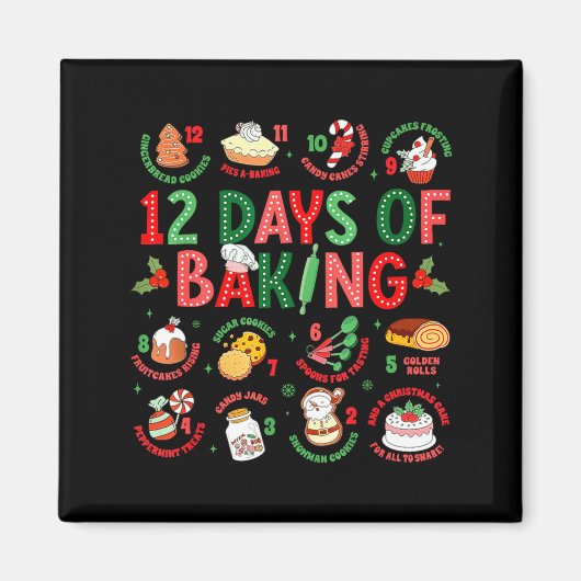 12 Days Of Baking Baker Christmas Cook Chef Baking Magneet (Voorkant)