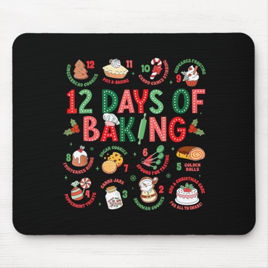 12 Days Of Baking Baker Christmas Cook Chef Baking Muismat (Voorkant)