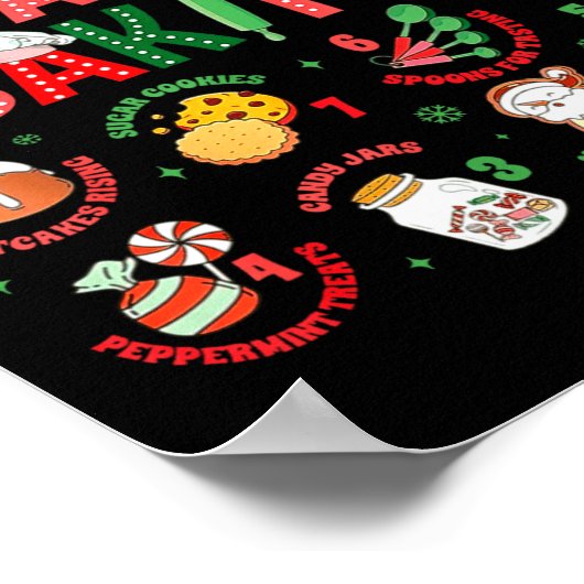 12 Days Of Baking Baker Christmas Cook Chef Baking Poster (Hoek)