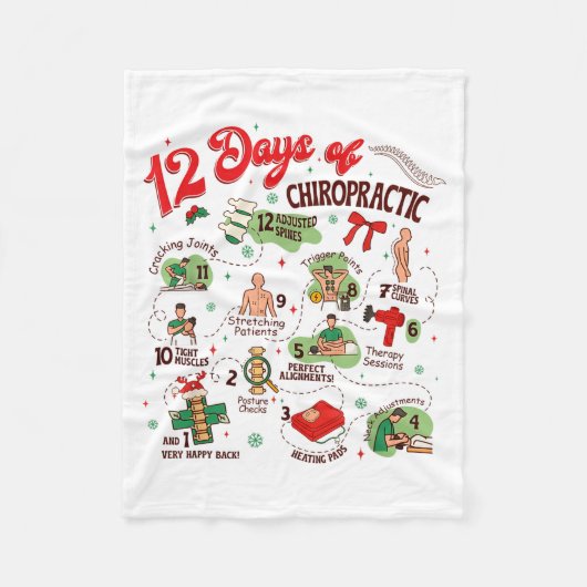 12 Days Of Chiropractic Christmas Chiropractor  Fleece Deken (Voorkant)