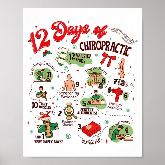12 Days Of Chiropractic Christmas Chiropractor  Poster (Voorkant)