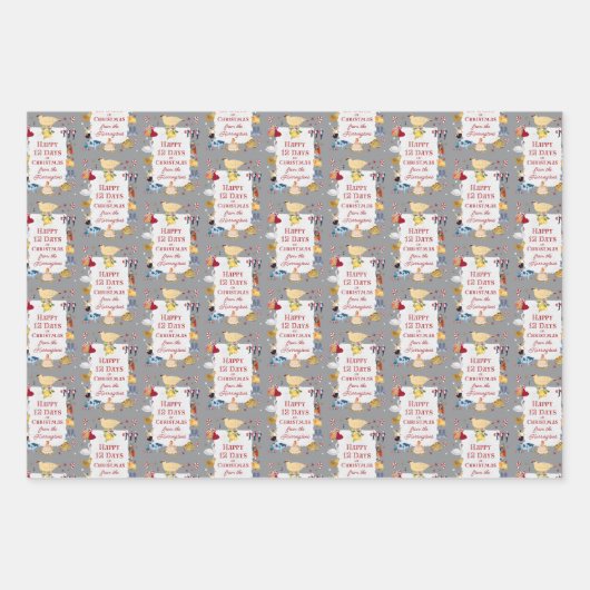 12 Days of Christmas Cool Retro Personalized Inpakpapier Vel (Voorkant)