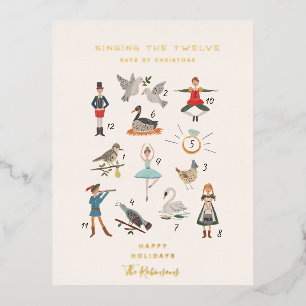 12 Days of Christmas Custom Holiday Photo Postcard Folie Feestdagen Briefkaart