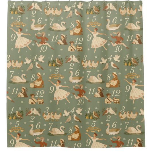 12 Days Of Christmas Douchegordijn (Voorkant)