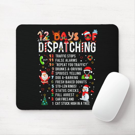 12 Days Of Dispatching Funny Christmas Dispatcher  Muismat (Met muis)