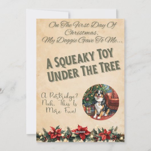 12 Days Of Doggie Christmas Day 1 Feestdagenkaart (Achterkant)