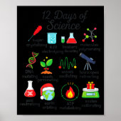 12 Days Of Science Funny Science Teacher Christmas Poster (Voorkant)