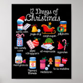 12 Drugs Of Christmas Pharmacist Technician Pharma Poster (Voorkant)