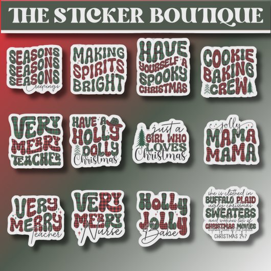 12 En Un Sticker Plaid De Noël Festif Pack