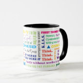 12 Étape de récupération Slogans Mug (Devant droit)