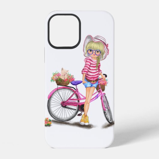 12 Fille avec coque iphone de vélo rose (Verso)