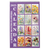 12 Fleurs du mois de naissance 2025 Calendrier mur (Protection)