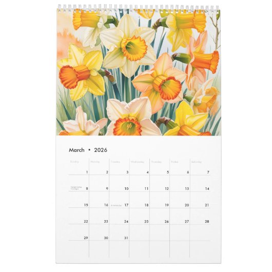 12 Fleurs du mois de naissance 2025 Calendrier mur (Mar 2026)