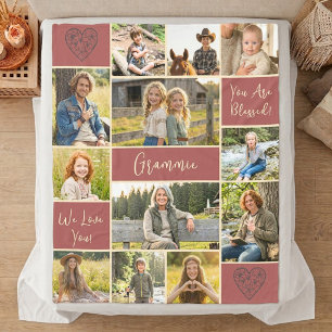 12 Foto Aangepaste Oma Naam Mauve Geluks Geschenk Fleece Deken