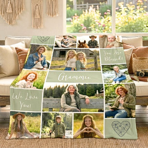 12 Foto Aangepaste Oma Naam Sage Faith Aandenken Fleece Deken