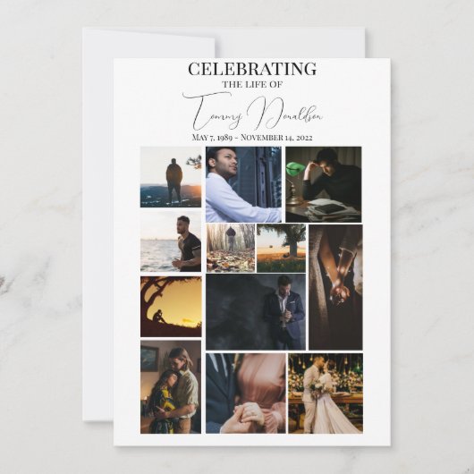 12 Foto Collage Celebrating Life Funeral Programme Kaart (Voorkant)