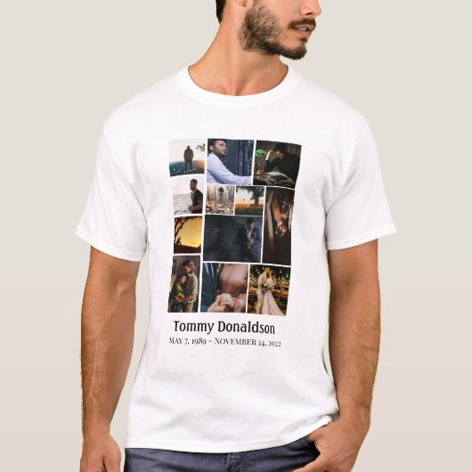 12 Foto Collage Celebrating Life Funeral TShirt (Voorkant)