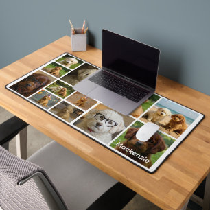 12 foto collage en tekst gepersonaliseerd bureaumat