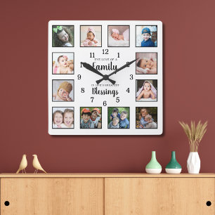 12 Foto Collage Familie Liefde Zegeningen Citaat W Vierkante Klok