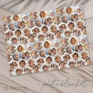 12 foto collage - funky zeshoek honingraat patroon fleece deken