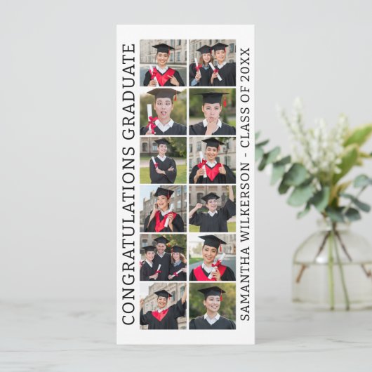 12 Foto Collage Gefeliciteerd Afstuderen Kaart (Staand voorkant)